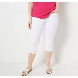 Belle by Kim Gravel Women Pants 22P Petite Flexibelle Capri Jeans White A475518